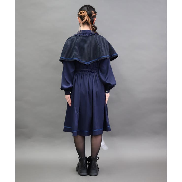 フレーム刺繍ケープワンピース | axes femme | 詳細画像3 