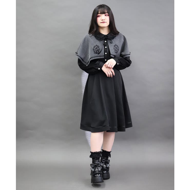 グレー | フレーム刺繍ケープワンピース | axes femme