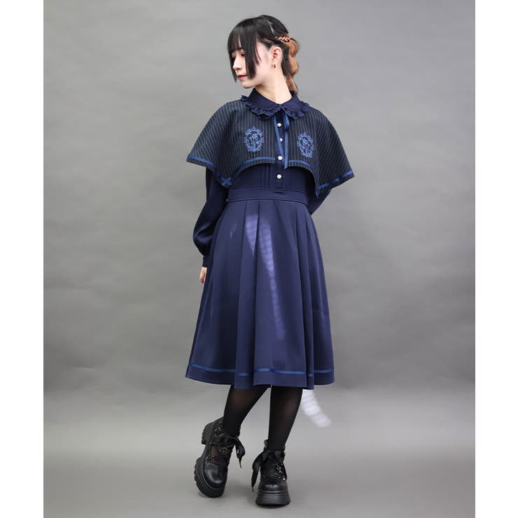 紺 | フレーム刺繍ケープワンピース | axes femme