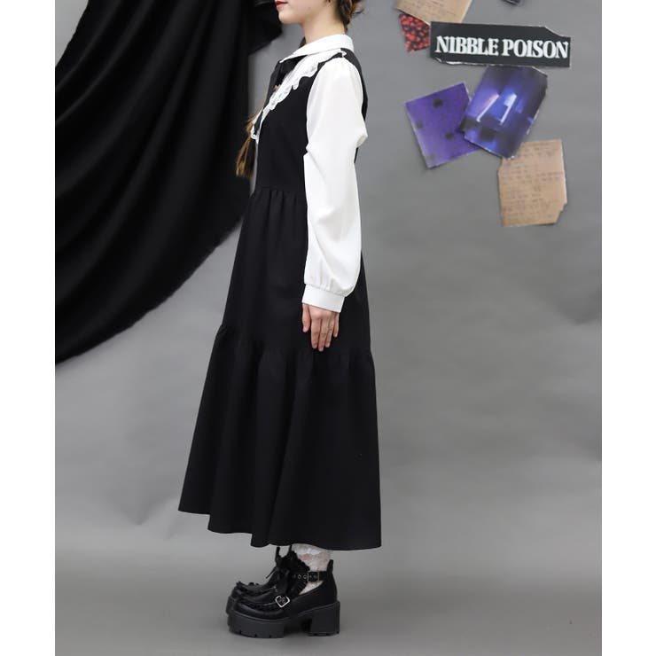 猫刺繍ブロッキングワンピース | axes femme | 詳細画像2 