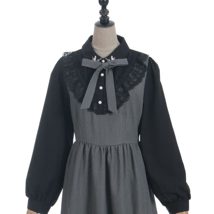 猫刺繍ブロッキングワンピース | axes femme | 詳細画像21 