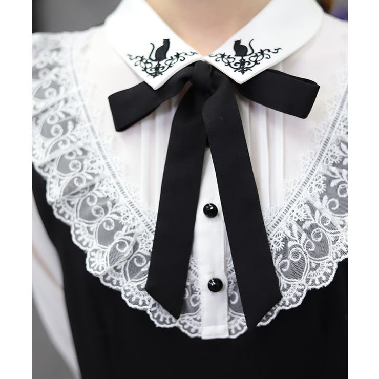 猫刺繍ブロッキングワンピース | axes femme | 詳細画像5 