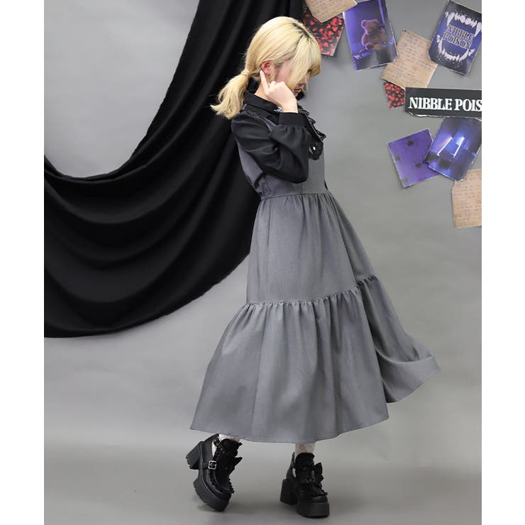 猫刺繍ブロッキングワンピース | axes femme | 詳細画像6 