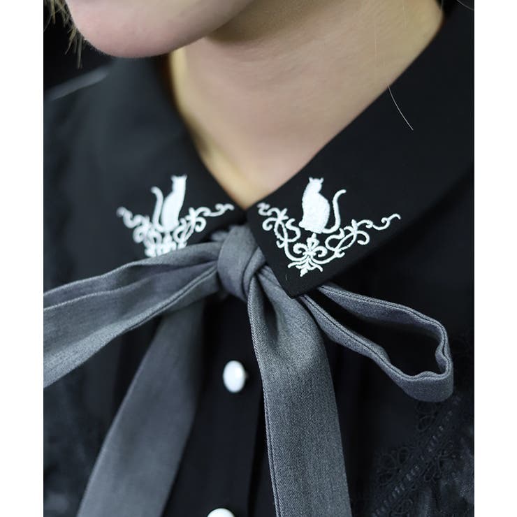 猫刺繍ブロッキングワンピース | axes femme | 詳細画像7 