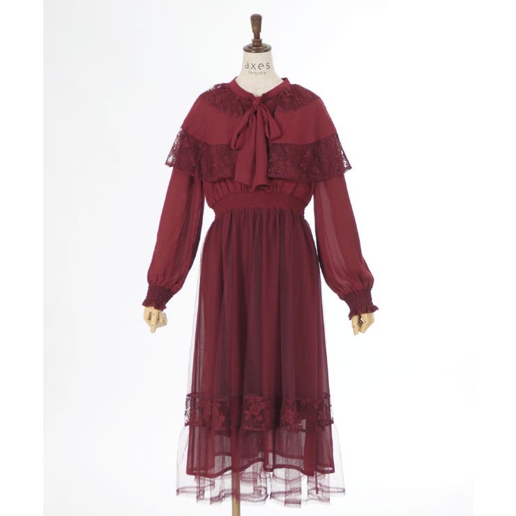 アクシーズファム 飾り付リボン付ドレス ワンピース リボンジャケット 2点セット リボン付ケープワンピース | outlet | axes femme online shop