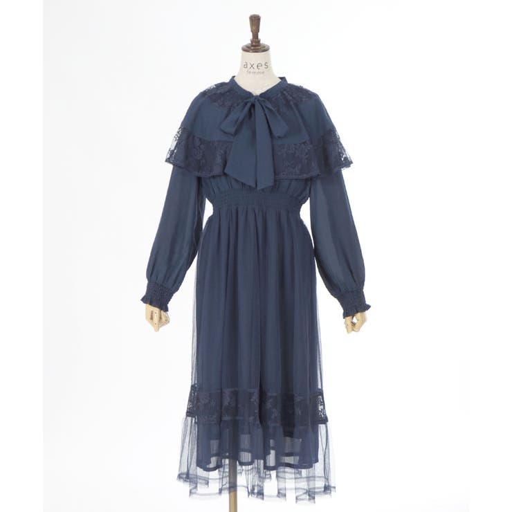 リボン付ケープワンピース[品番：IGAW0005517]｜axes femme