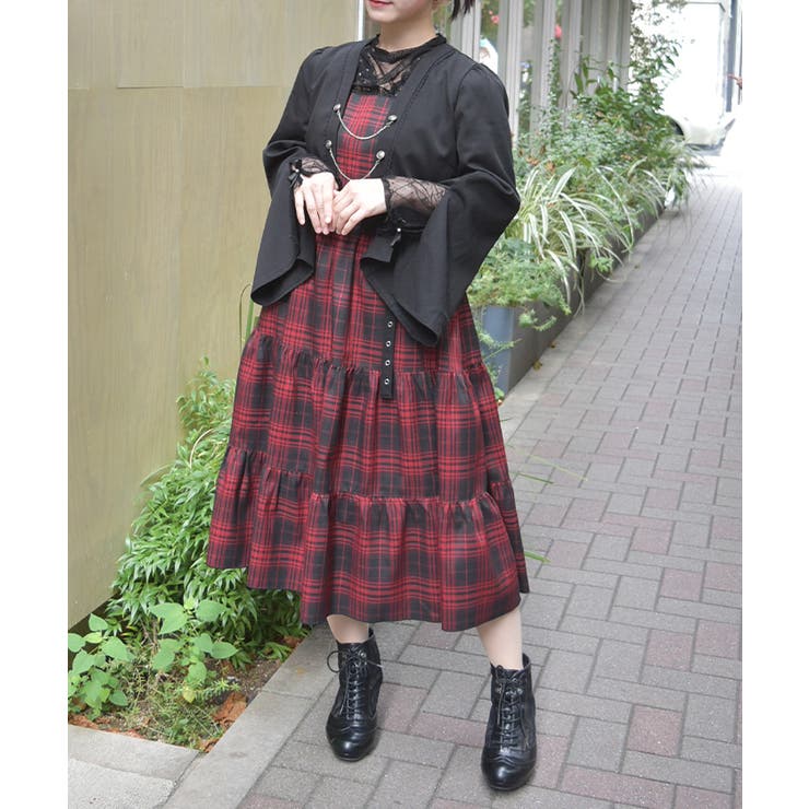 ワイン | レイヤード風ティアードワンピース | axes femme