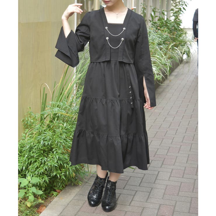 黒 | レイヤード風ティアードワンピース | axes femme