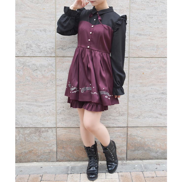 ワイン | メロディー刺繍セットアップ | axes femme