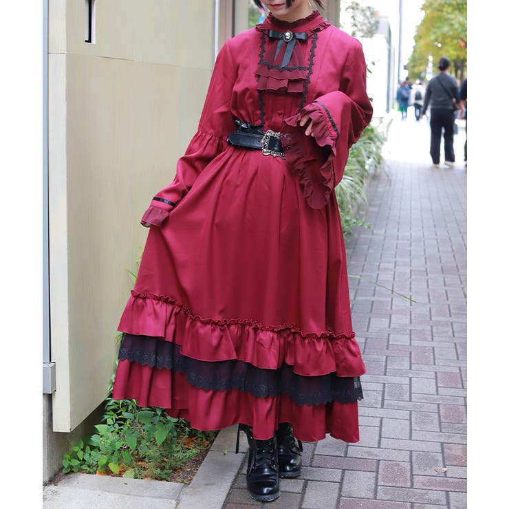 ジャボブローチ付ロングワンピース | axes femme | 詳細画像1 