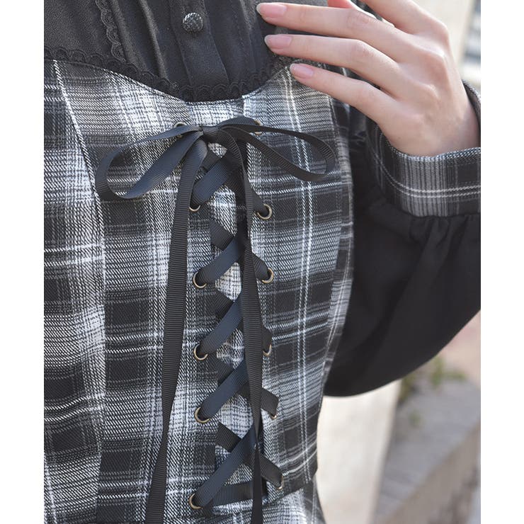 ビスチェ切替チェック柄ワンピース | axes femme | 詳細画像12 