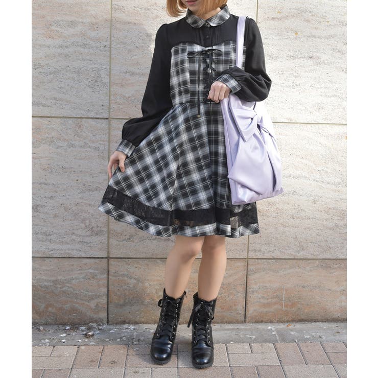 ビスチェ切替チェック柄ワンピース | axes femme | 詳細画像14 