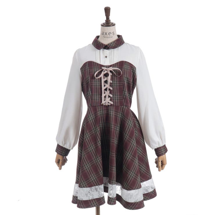 ビスチェ切替チェック柄ワンピース | axes femme | 詳細画像16 