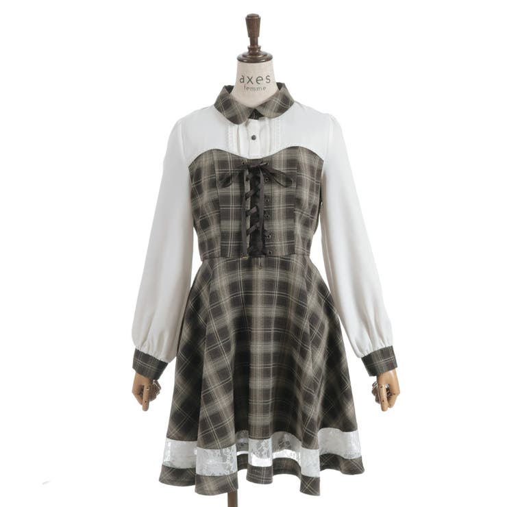 ビスチェ切替チェック柄ワンピース | axes femme | 詳細画像21 