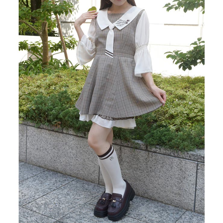 ネクタイ付姫袖セットアップ[品番：IGAW0008316]｜axes femme