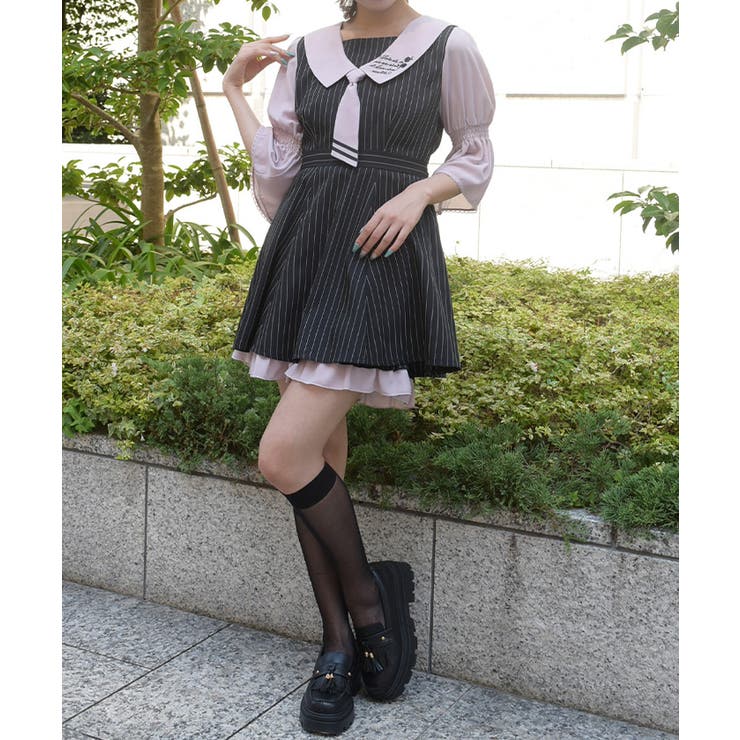 ネクタイ付姫袖セットアップ[品番：IGAW0008316]｜axes femme