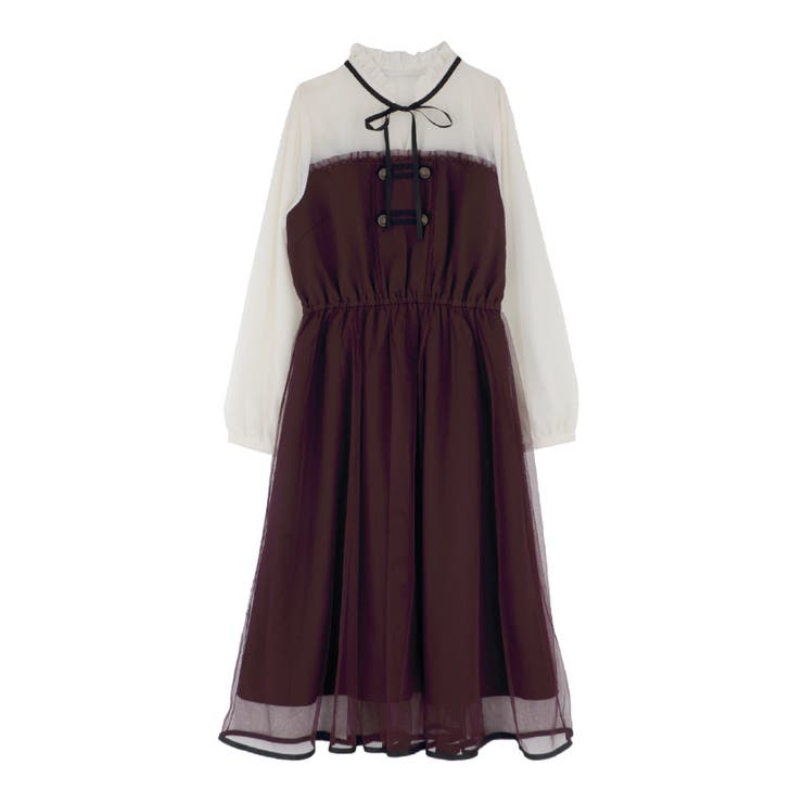 axes femme ナポレオン長袖ワンピース　ワインレッド axes femme（アクシーズファム）の「ナポレオン長袖ワンピース