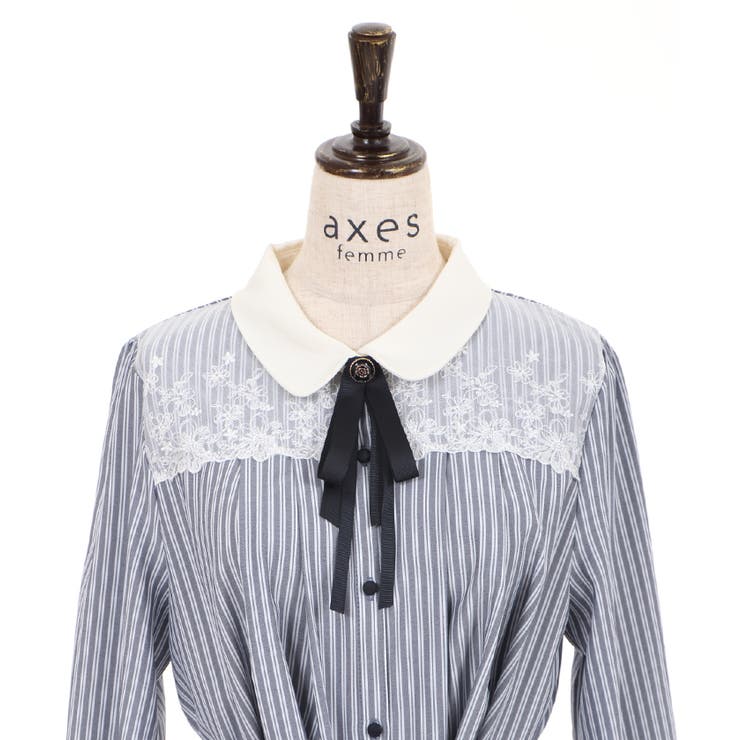 襟付バイカラーワンピース[品番：IGAW0000204]｜axes femme