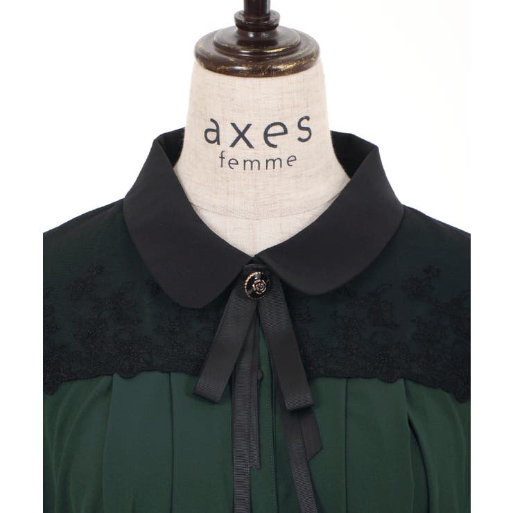 襟付バイカラーワンピース[品番：IGAW0000204]｜axes femme