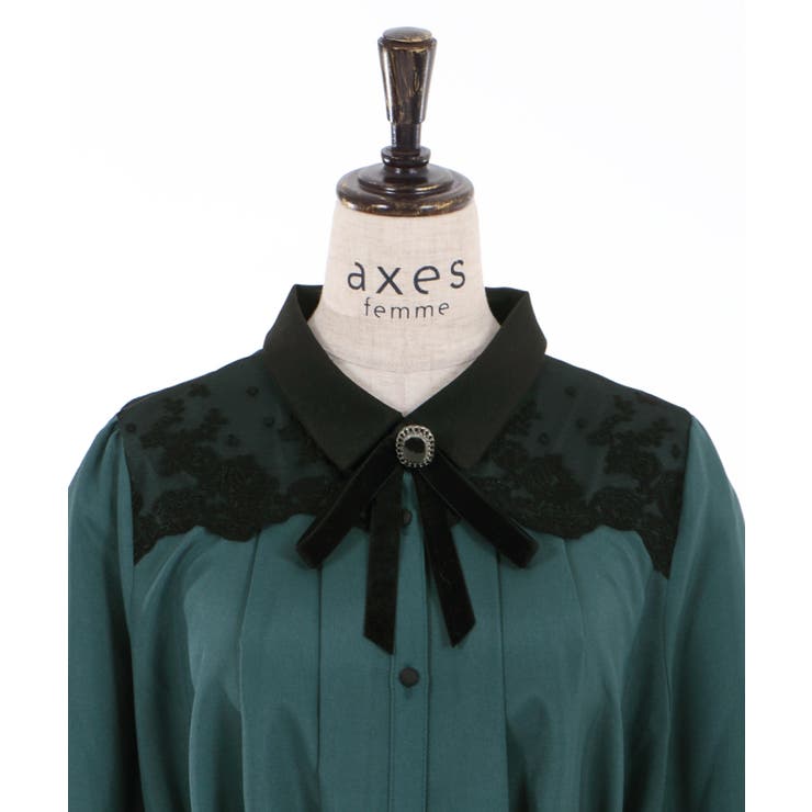 axes femme（アクシーズファム）の「ブローチ付バイカラーOP