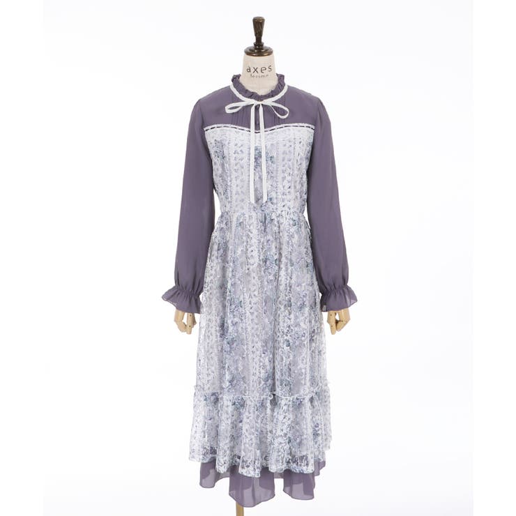 ♥ axes femme フラワープリントカシュクールコットンワンピ フラワープリントセーラーワンピース | レディース服