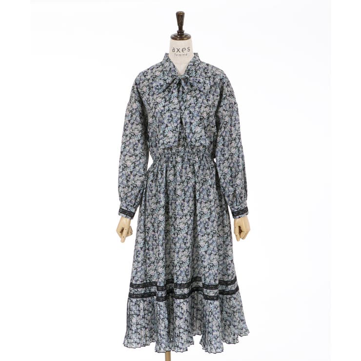 小花柄ボータイワンピース[品番：IGAW0001487]｜axes femme