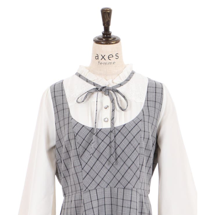 チェック柄ドッキングOP[品番：IGAW0002247]｜axes femme