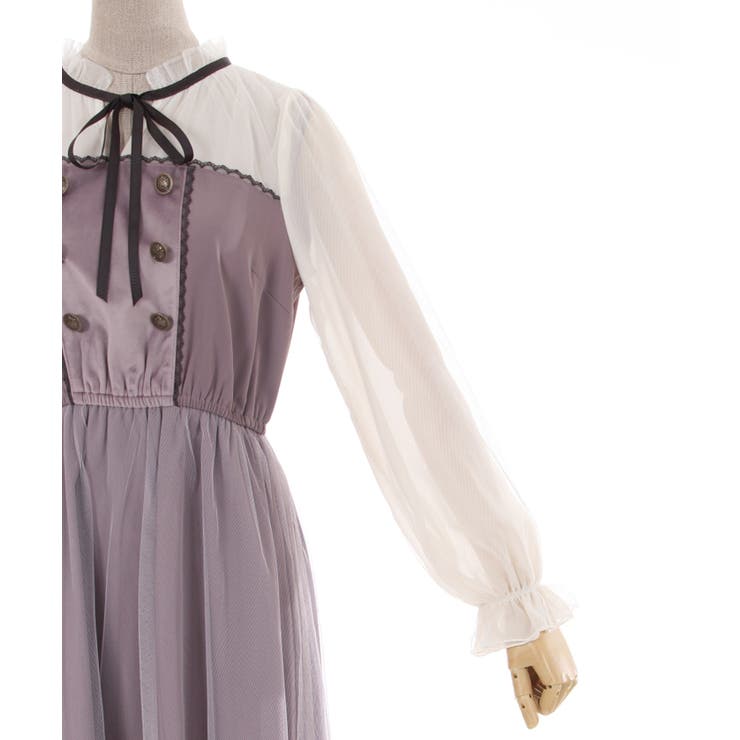 連ボタンデザインチュールワンピース[品番：IGAW0003219]｜axes