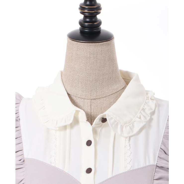【axes femme】アイボリー フリル付きワンピース オフショルフリルロングワンピース[品番：IGAW0006527]｜axes