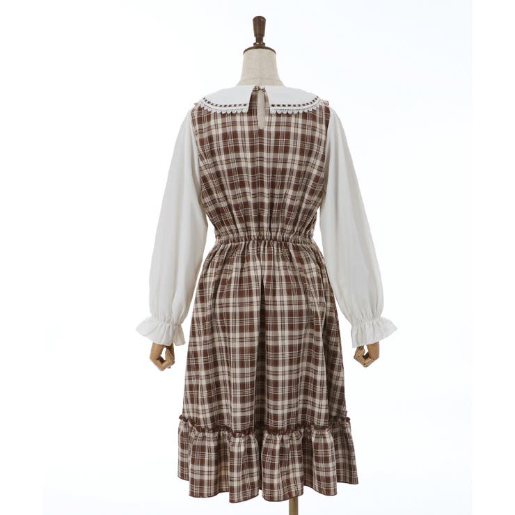 チェックフリル襟付ワンピース[品番：IGAW0004185]｜axes femme