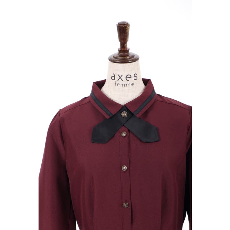 タイ付ワンピース[品番：IGAW0003027]｜axes femme（アクシーズ