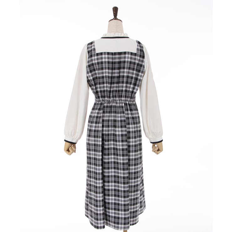 レイヤード風チェック柄OP[品番：IGAW0003108]｜axes femme