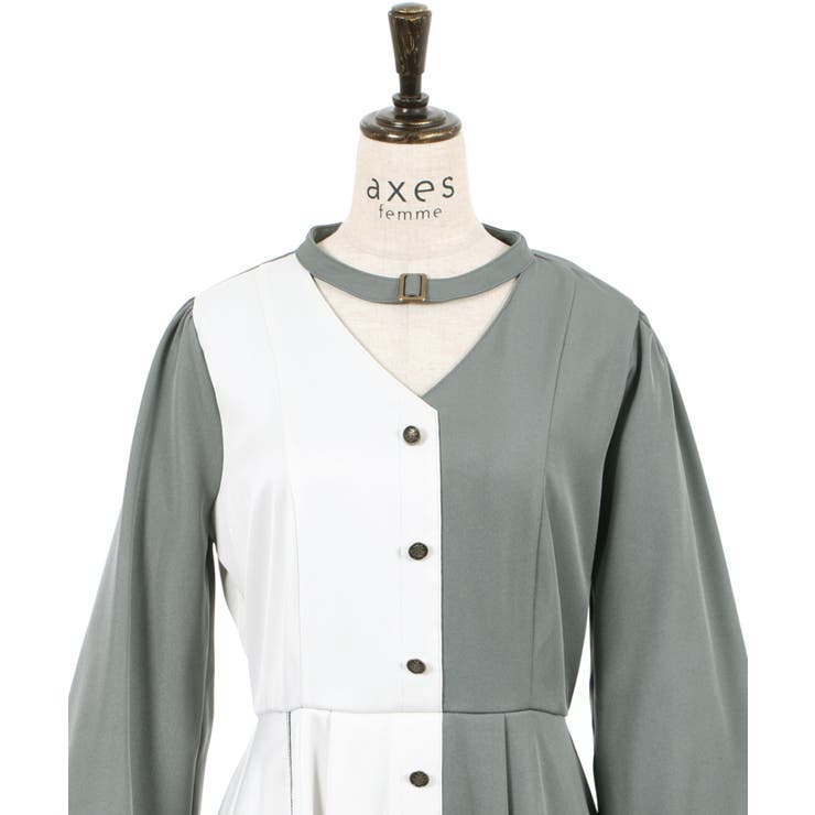 チョーカー風バイカラーOP[品番：IGAW0003233]｜axes femme
