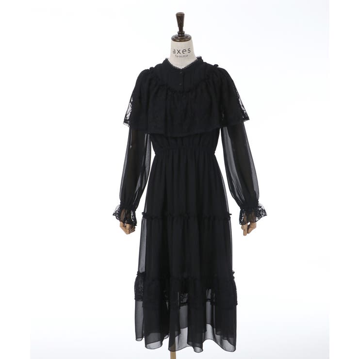 レースケープティアードワンピース[品番：IGAW0004107]｜axes femme 