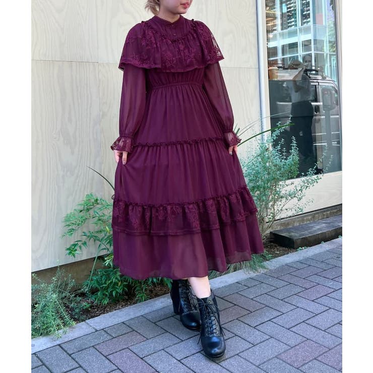 レースケープティアードワンピース[品番：IGAW0004107]｜axes femme