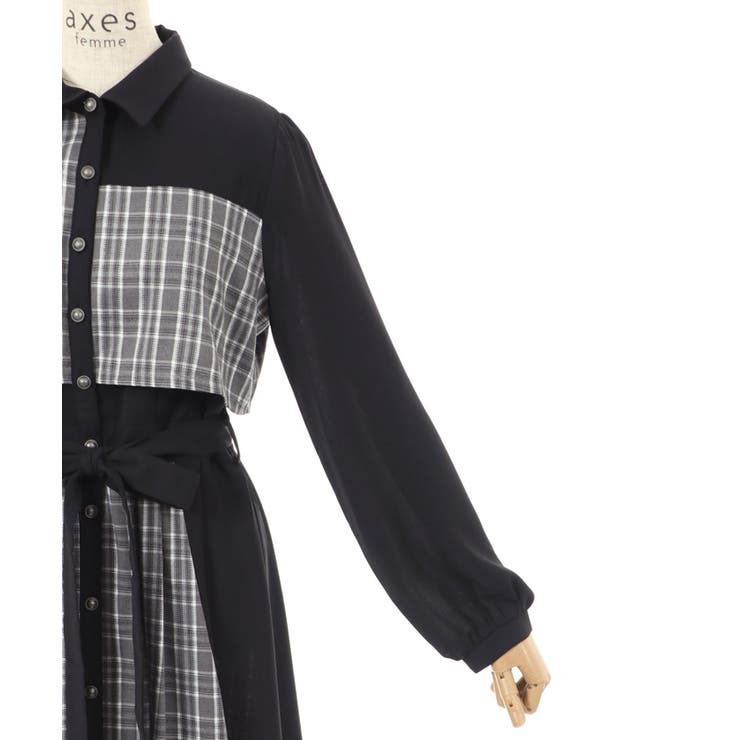 チェック切替ワンピース[品番：IGAW0004116]｜axes femme（アクシーズ