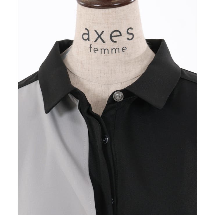 プリーツ使バイカラーワンピース[品番：IGAW0004607]｜axes
