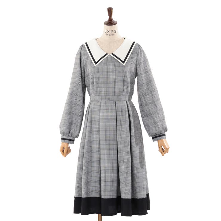 ブローチ付セーラーワンピース[品番：IGAW0004495]｜axes femme