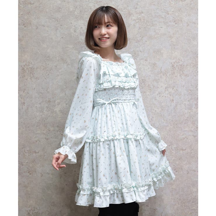 ギャザーフリル長袖ワンピース[品番：IGAW0006797]｜axes femme