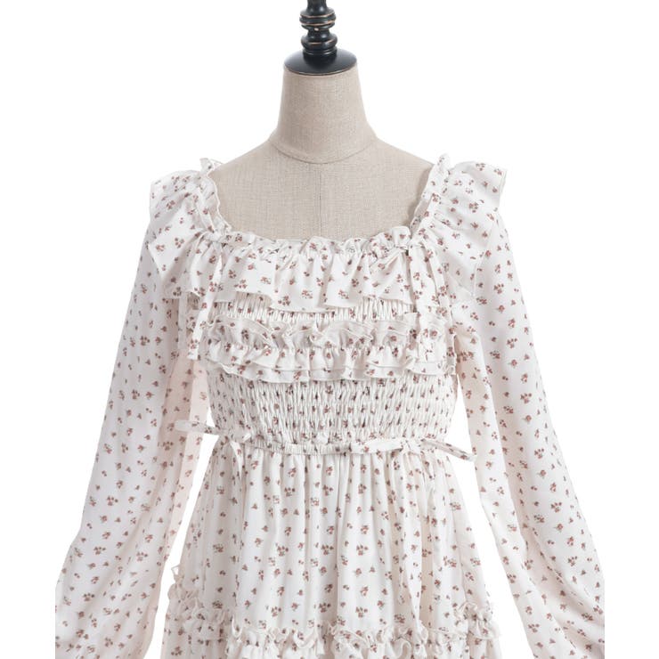 ギャザーフリル長袖ワンピース[品番：IGAW0006797]｜axes femme