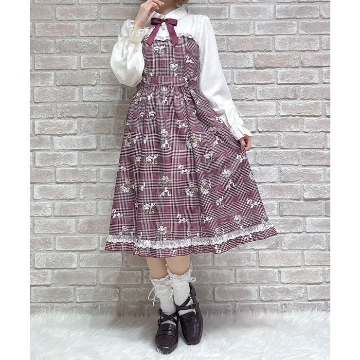 ワイン | ホリデーチェック柄ワンピース | axes femme