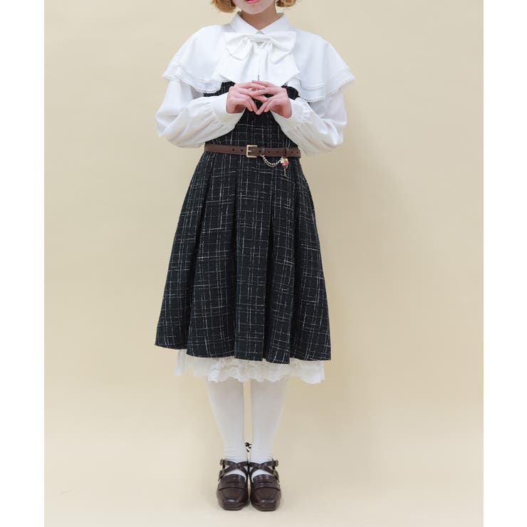 黒 | ケープフリルツイードワンピース | axes femme