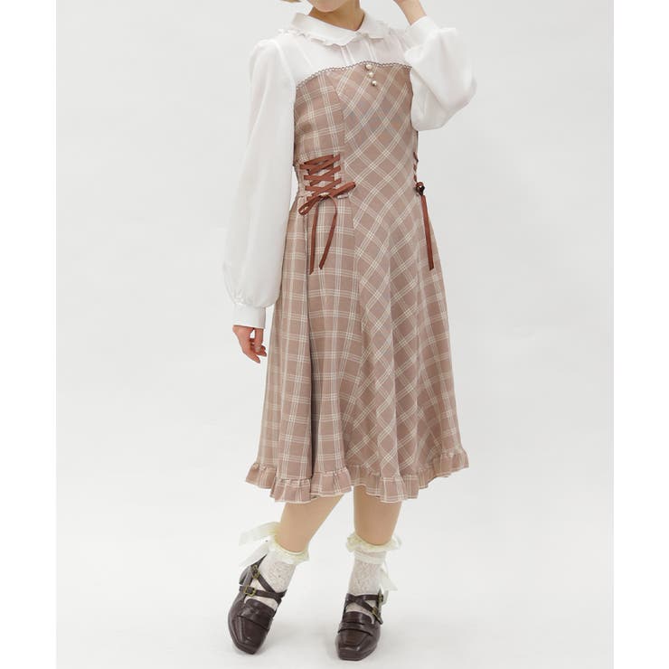 茶 | ビスチェ切替バイカラーワンピース | axes femme