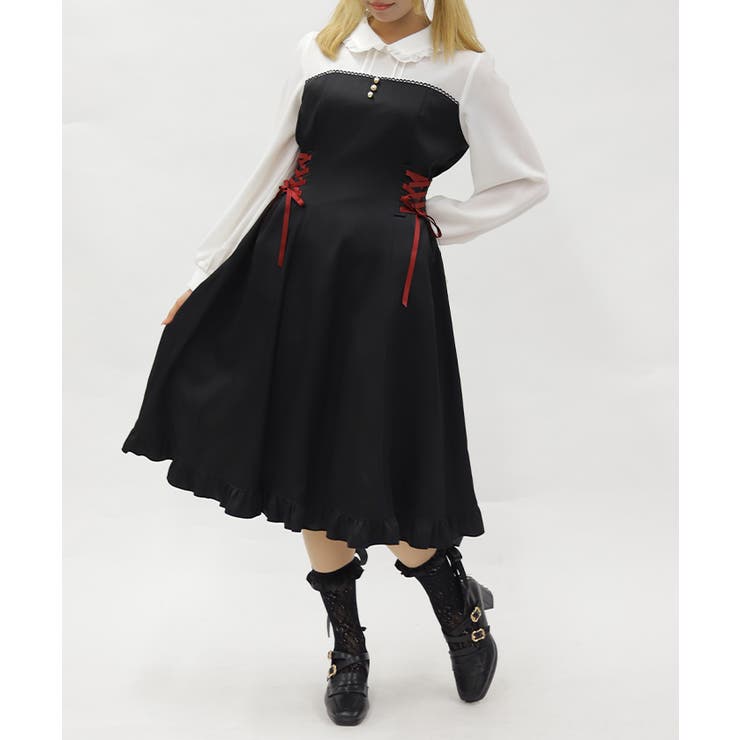 黒 | ビスチェ切替バイカラーワンピース | axes femme