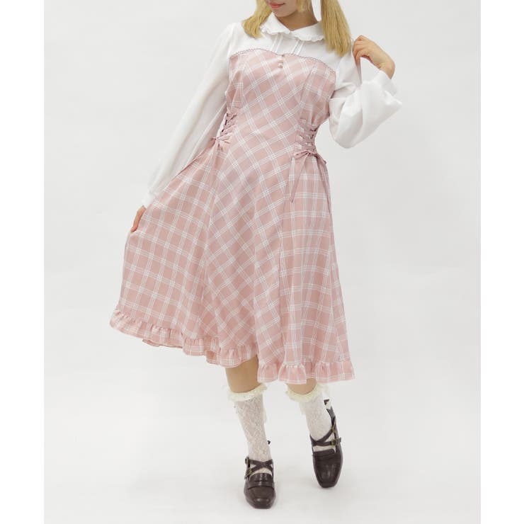 ピンク | ビスチェ切替バイカラーワンピース | axes femme