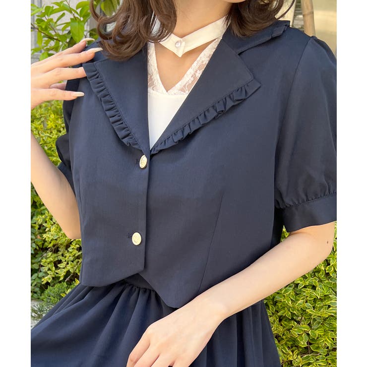 美品✨️マカフィー シープパイル ショートPコート ネイビー 金ボタン 女優襟 dazzlin ピーコート pコート オーバーマルチボタンPコート
