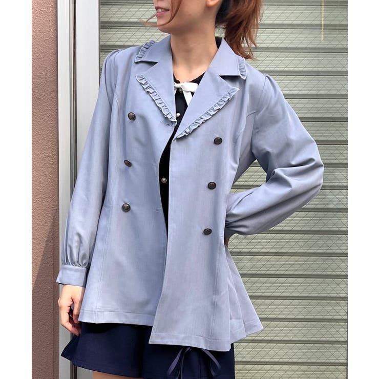 ブルー | プリーツデザインハーフジャケット | axes femme