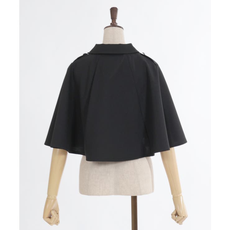 axes femme ダブルボタンケープコート・ポンチョ　黒（ブラック） Amazon | [アクシーズファム] ダブルボタンケープコート