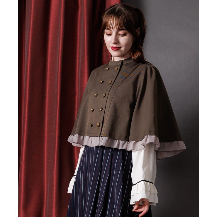 茶 | Ｗ釦フィッシュテールケープ | axes femme