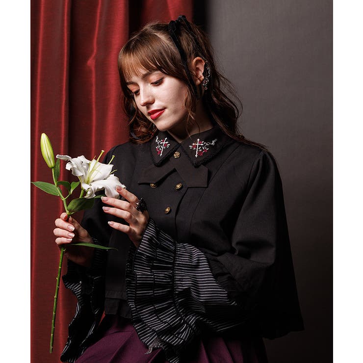 黒 | Ｗ釦フィッシュテールケープ | axes femme